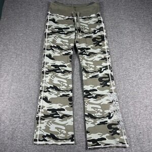 Women's Y2K Camo Low Rise Yoga Pants Floral Bling Drawstring Size S Allen Allen